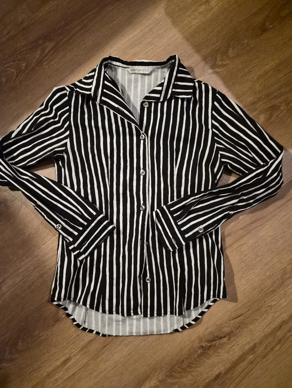 Marimekko Signature Black and White Striped Cotton Top XS